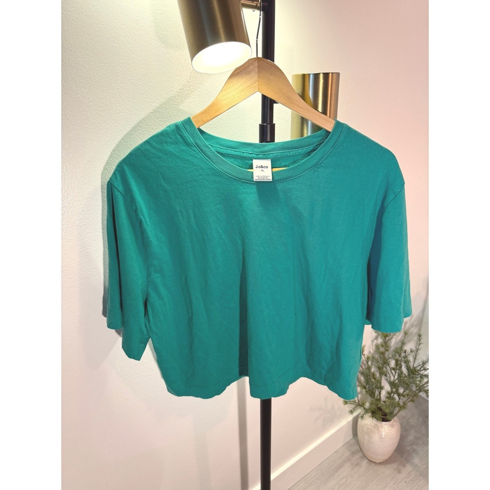J.o&co tee sustainable minimalist emerald green xl boxy loose fit cotton XL‎ euc